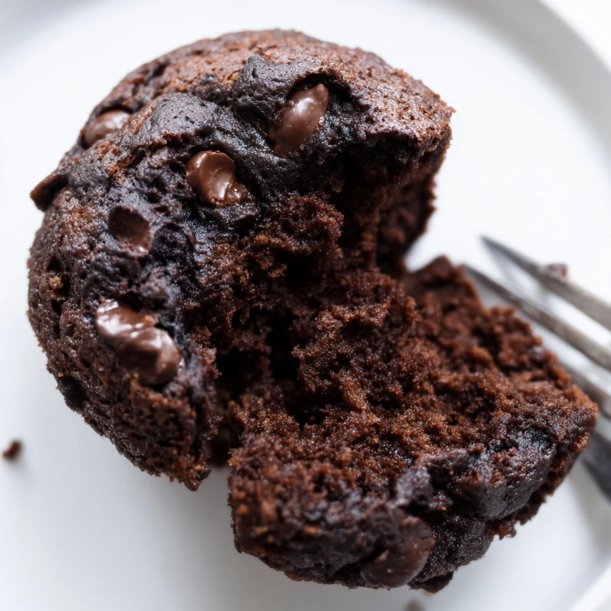 Golden-brown Chocolate Muffin Tops with crackly edges sit on a cooling rack next to a glass of cold milk.