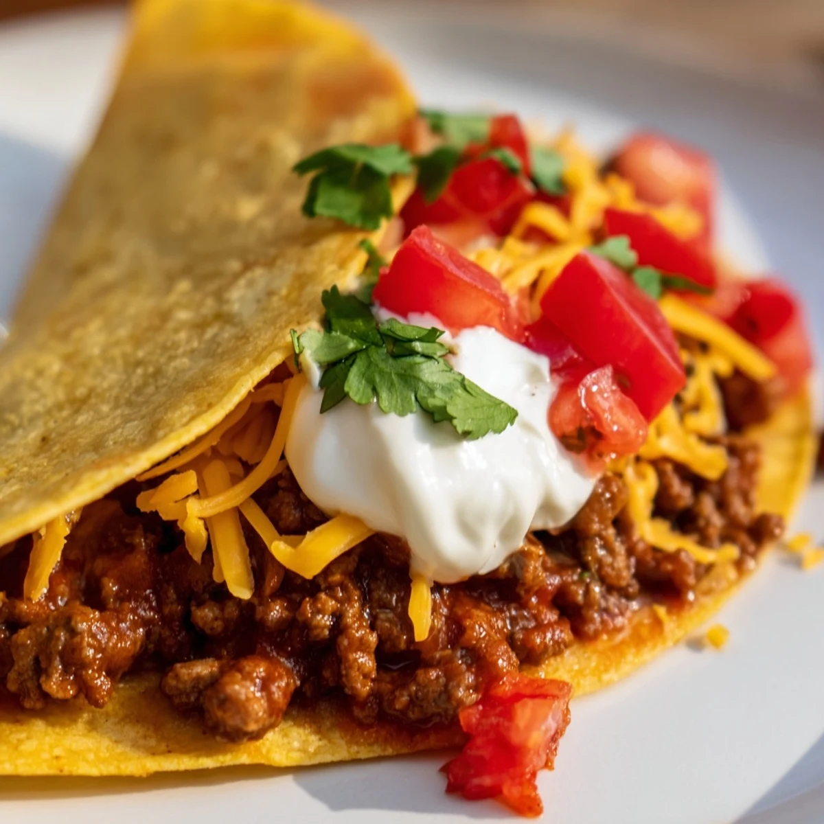 Beef Taco Night spread with warm tortillas, fresh lettuce, diced tomatoes, and shredded cheese.