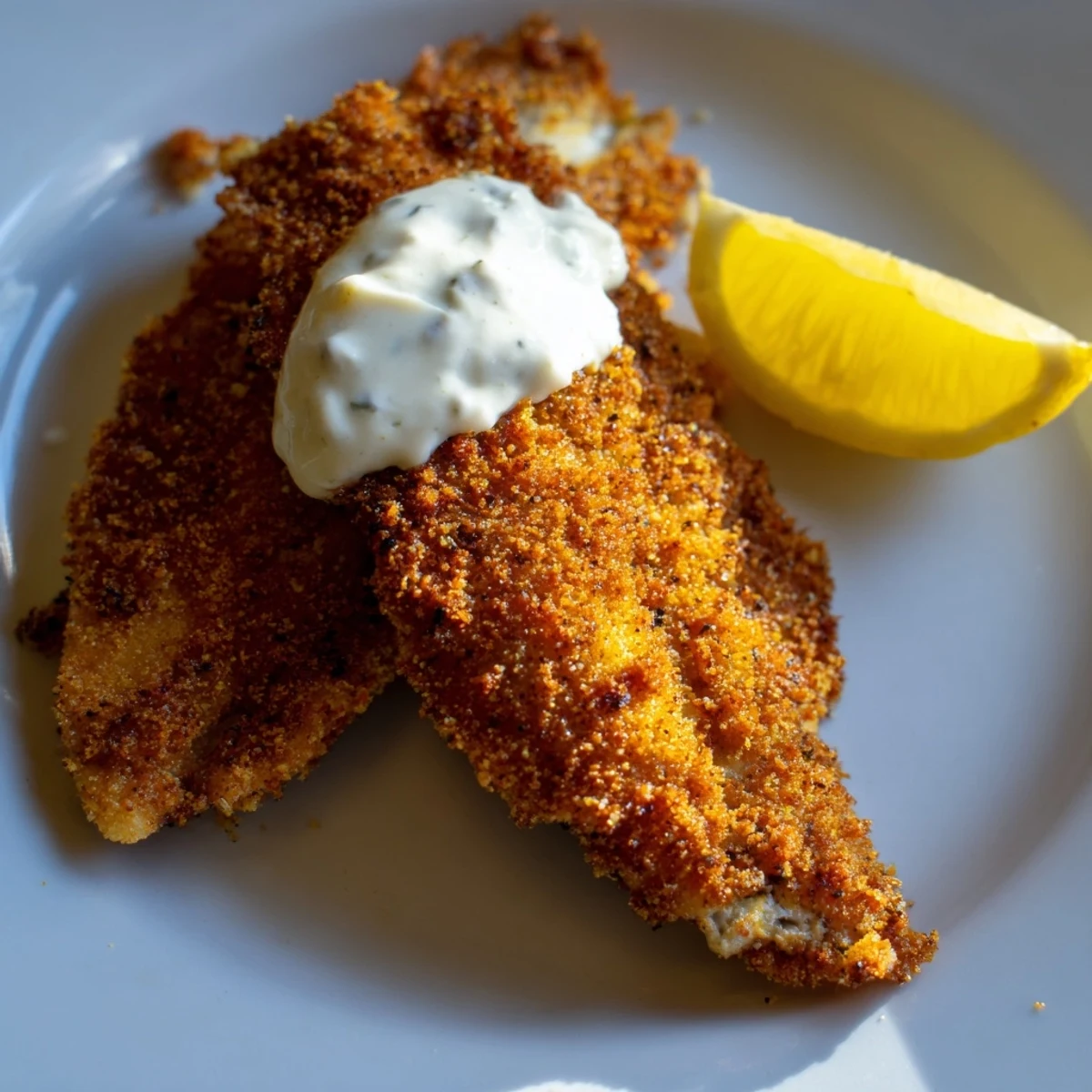 Golden-brown, Cajun-spiced Louisiana Style Fried Catfish fillets draining on a wire rack after frying.