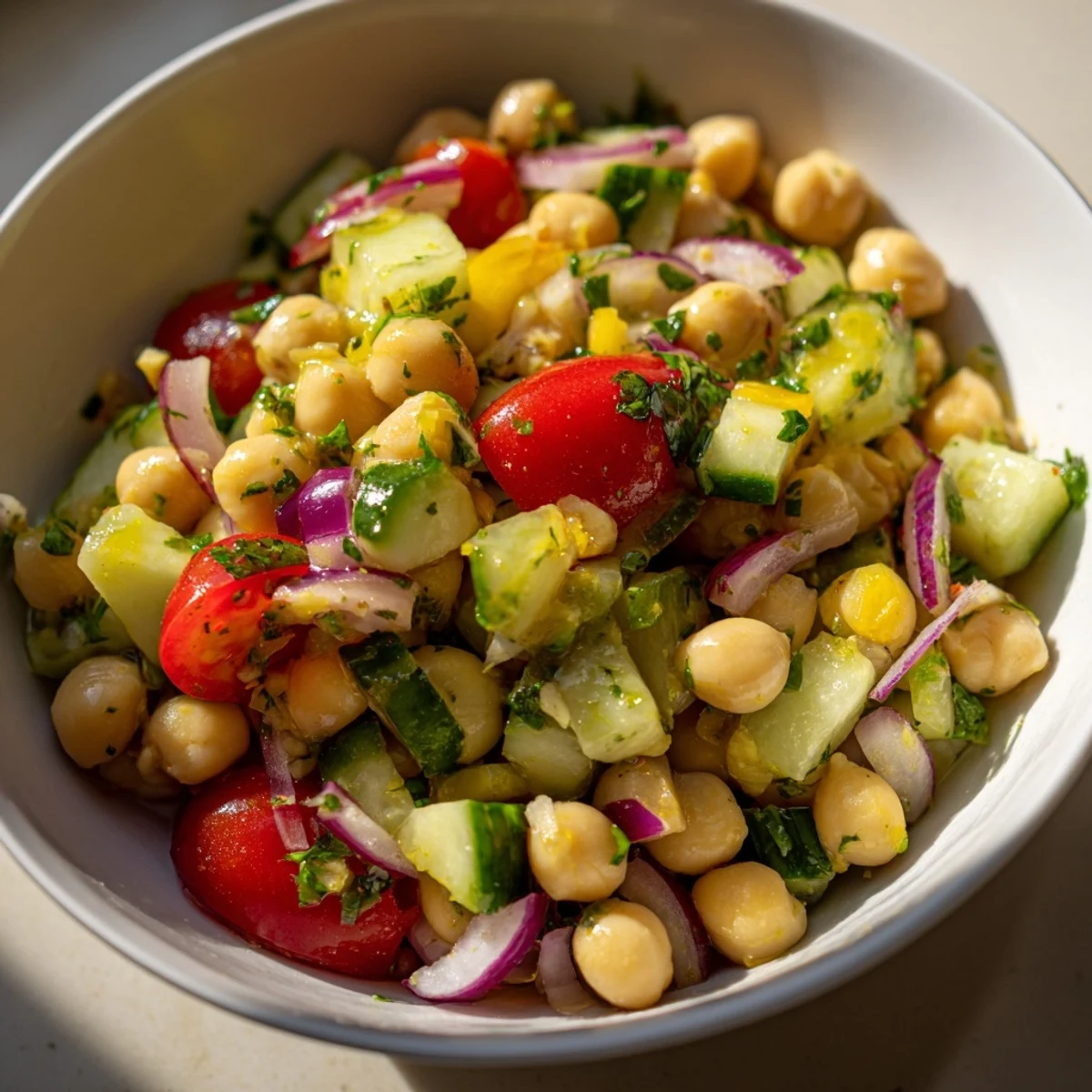 Mediterranean Chickpea Cucumber Salad