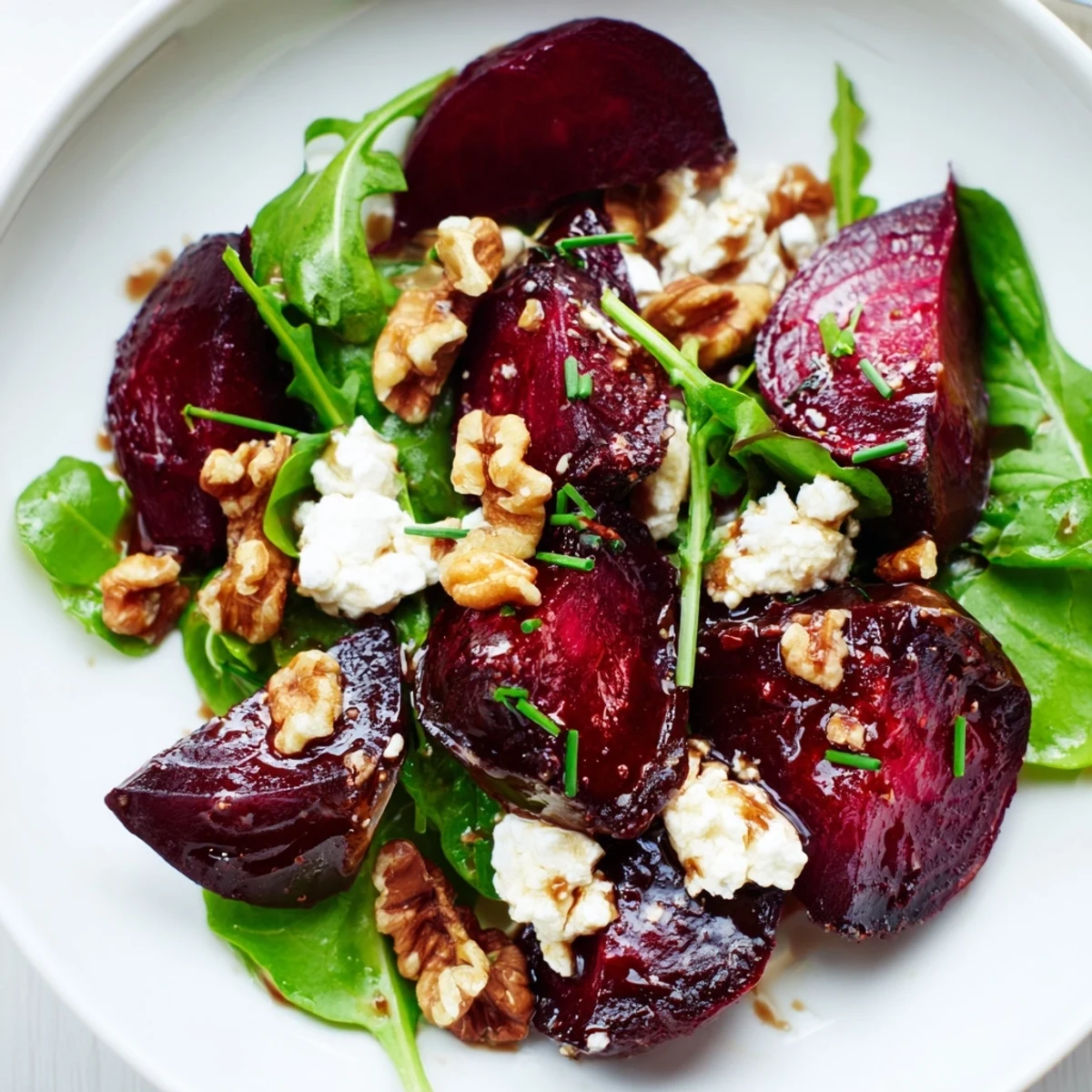 Fresh arugula and spinach greens topped with sweet roasted beet wedges, creamy crumbled goat cheese, and toasted walnuts.