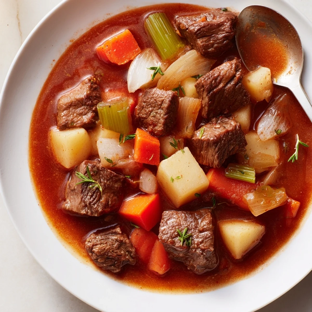 Tender beef and colorful root vegetables coated in a savory, thick gravy inside a slow cooker, ready to serve.