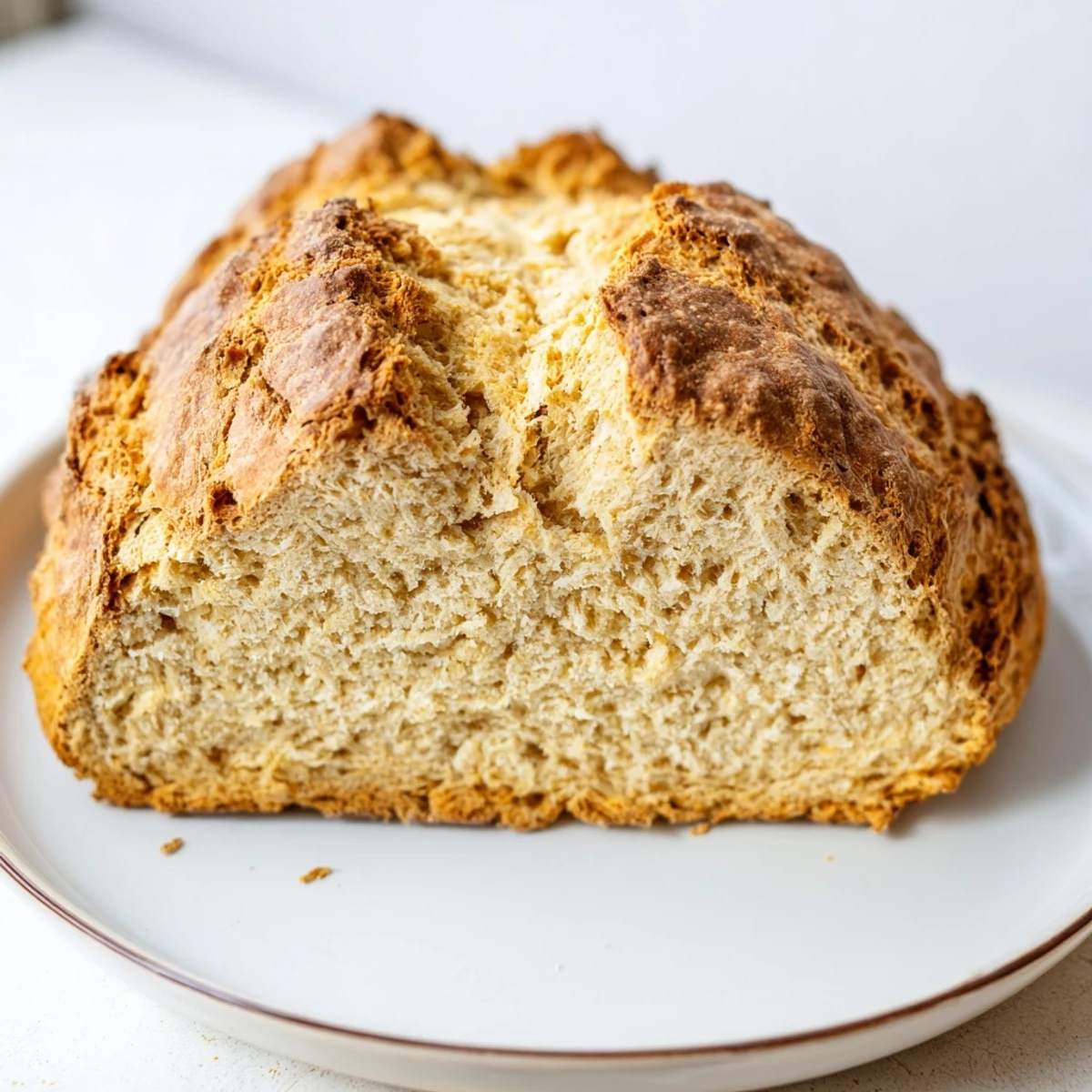 Rustic Authentic 4-Ingredient Irish Soda Bread cooling on a wire rack, ideal accompaniment for hearty stews.