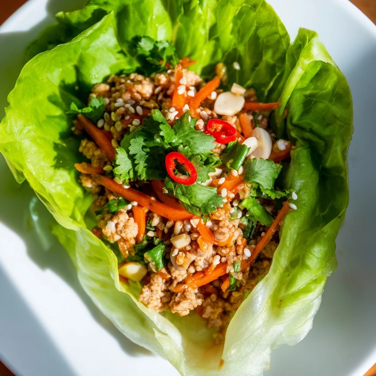 These Potsticker Chicken Lettuce Boats are filled with tender chicken and served with a zesty dipping sauce.
