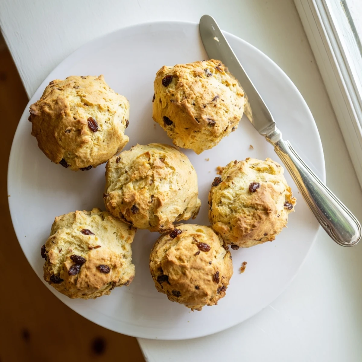 Freshly baked Irish Soda Bread Muffins rest on a cooling rack with a golden brown top and soft, crumbly interior.