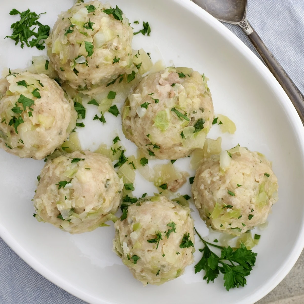 Steamed German Cabbage Dumplings sit in a rustic bowl, garnished with fresh parsley for a comforting vegetarian dinner.