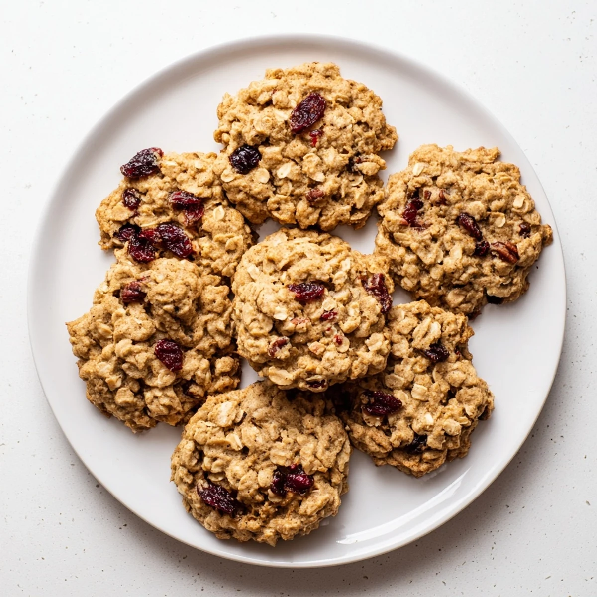 Freshly baked Chai Oatmeal Craisin Cookies cooling on a wire rack with golden edges.