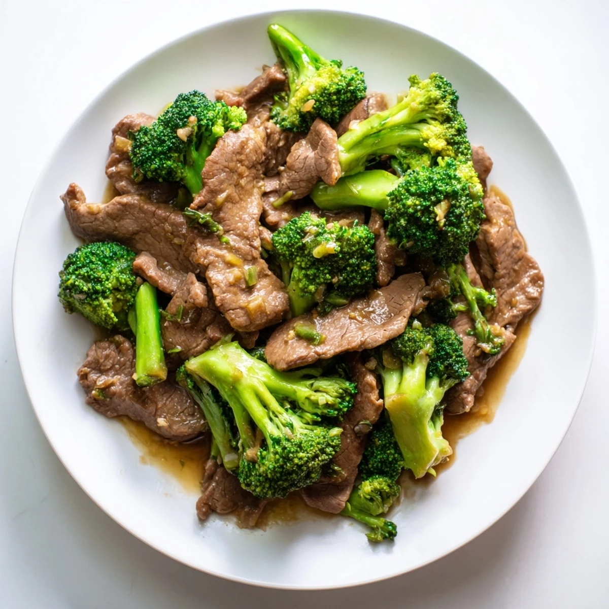 Tender beef and broccoli stir-fry glistening with savory garlic sauce over steamed white rice