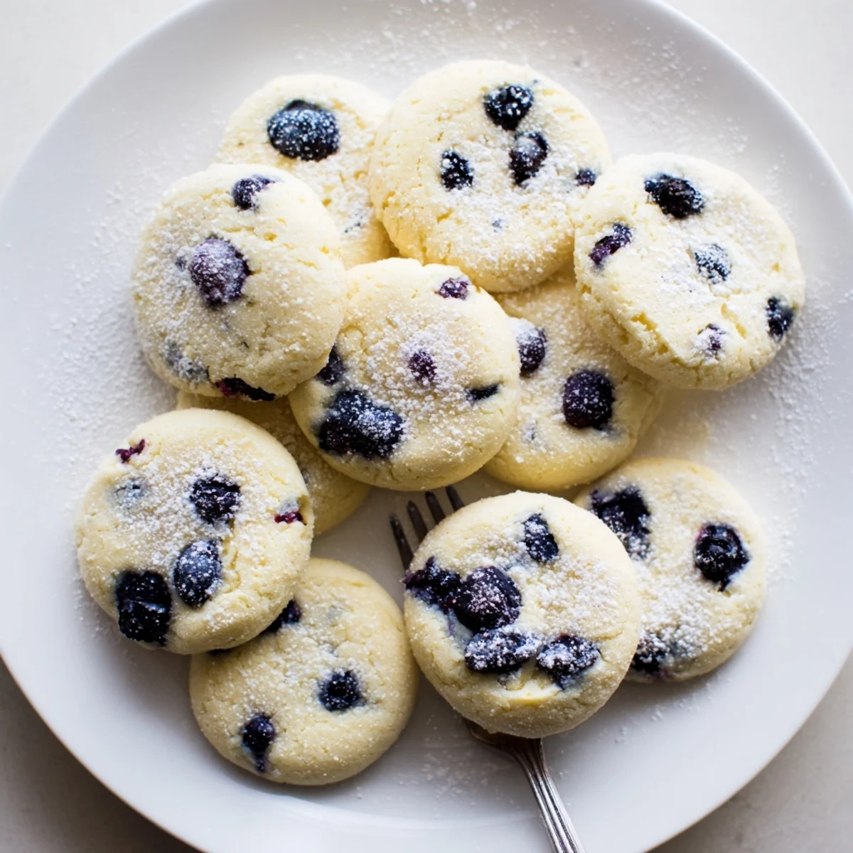 Tender cake-like cookies bursting with fresh blueberries and bright lemon zest flavor