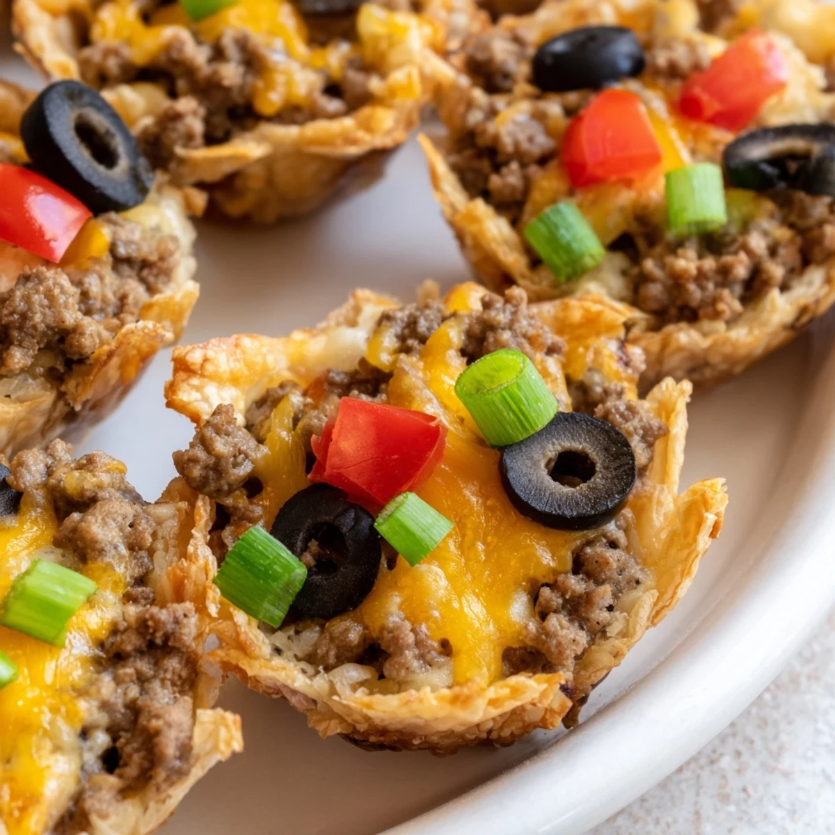 Golden taco ranch bites topped with melted cheddar cheese and fresh green onions