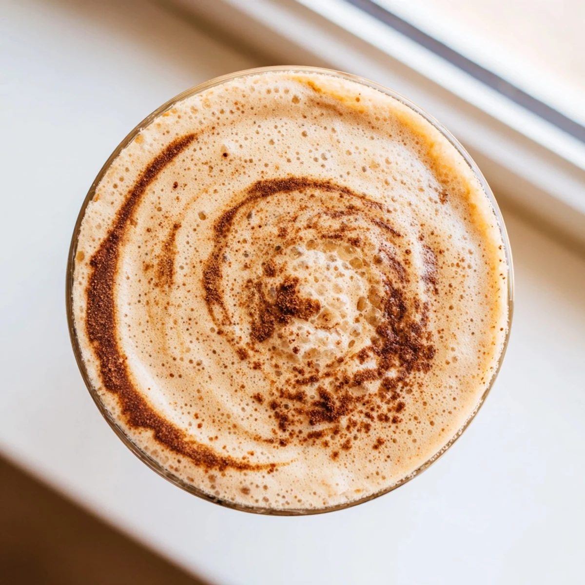 Chilled coffee smoothie with a sprinkle of cinnamon perfect for breakfast