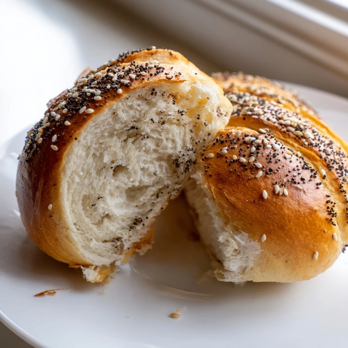 Soft homemade sourdough discard hot dog buns fresh from the oven with a tender, pillowy texture ready for grilling season.