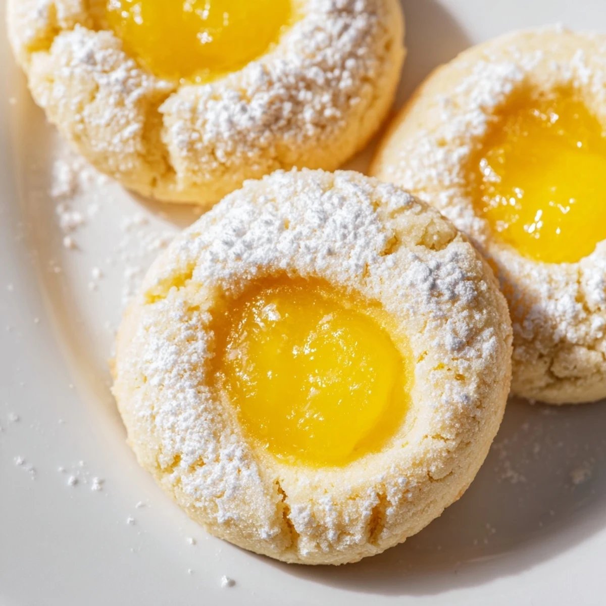 Soft thumbprint lemon curd cookies with gooey centers and lightly golden edges