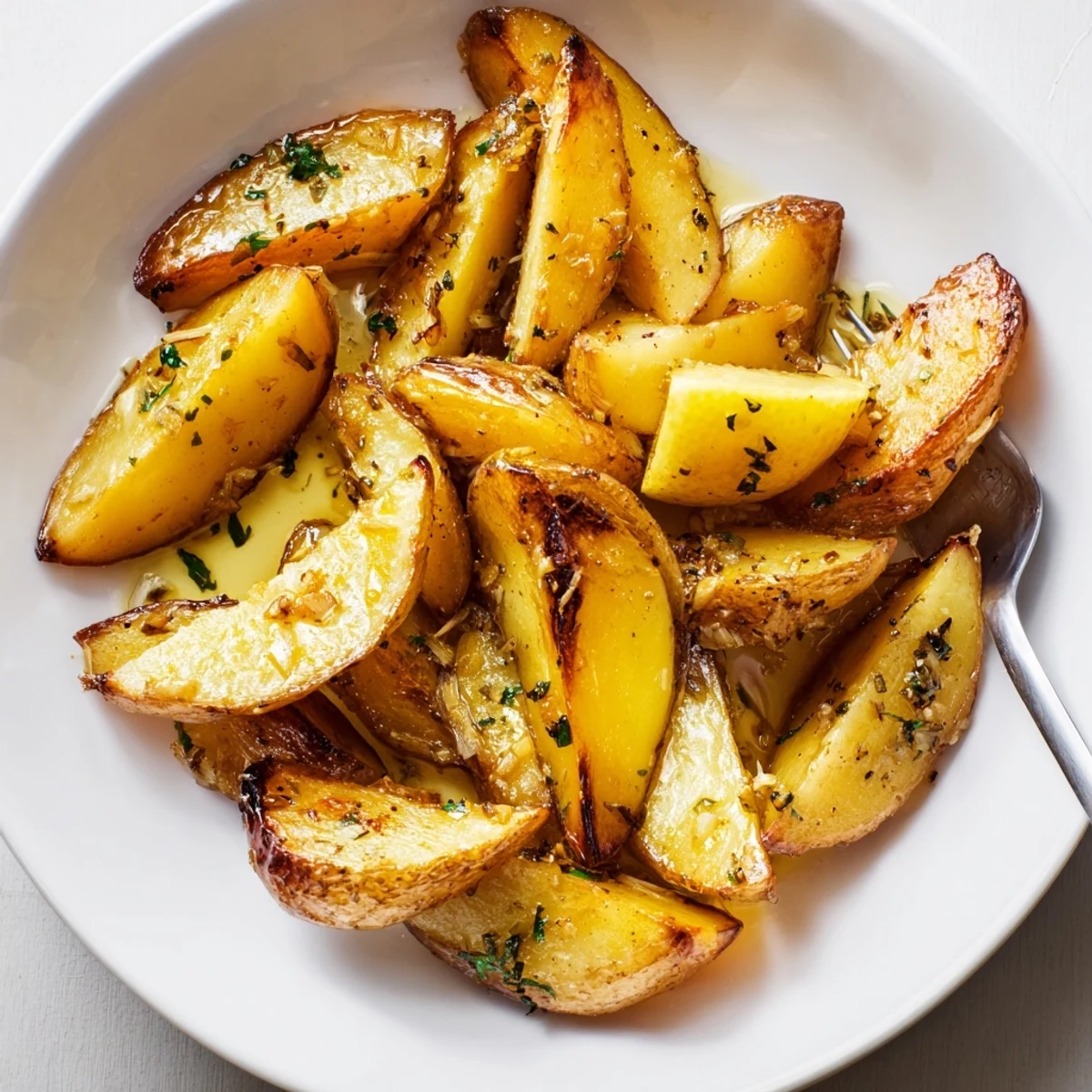 Oven-roasted Authentic Greek Lemon Potatoes Recipe, golden crisp edges and zesty aroma