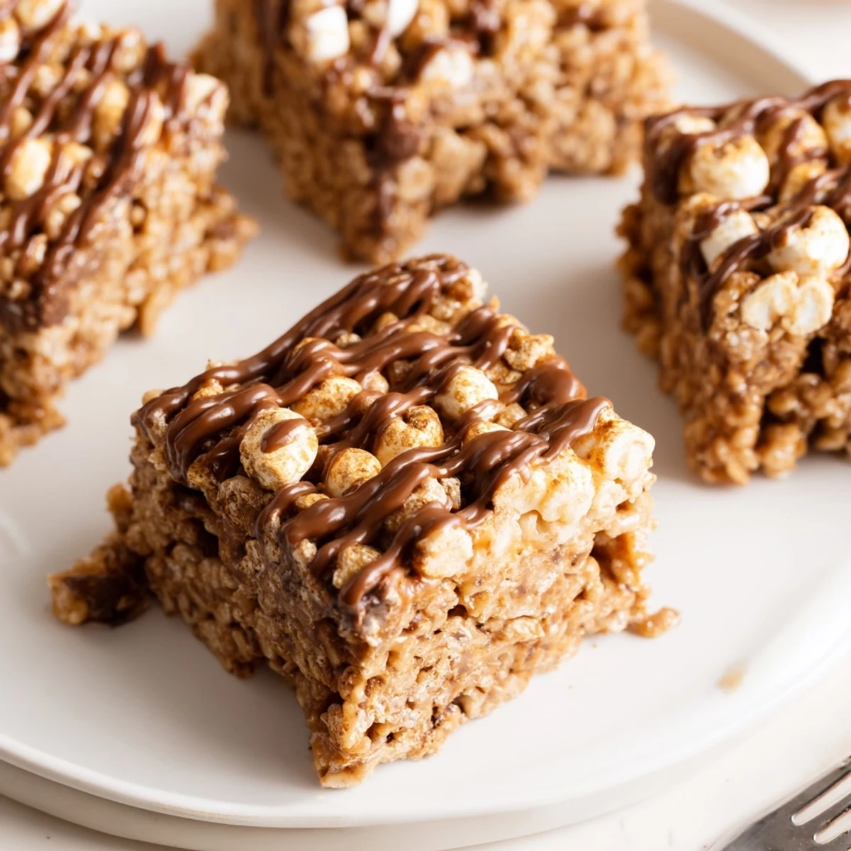 Warm Biscoff Rice Krispie Treats cooling in pan, butter scent, sticky edges