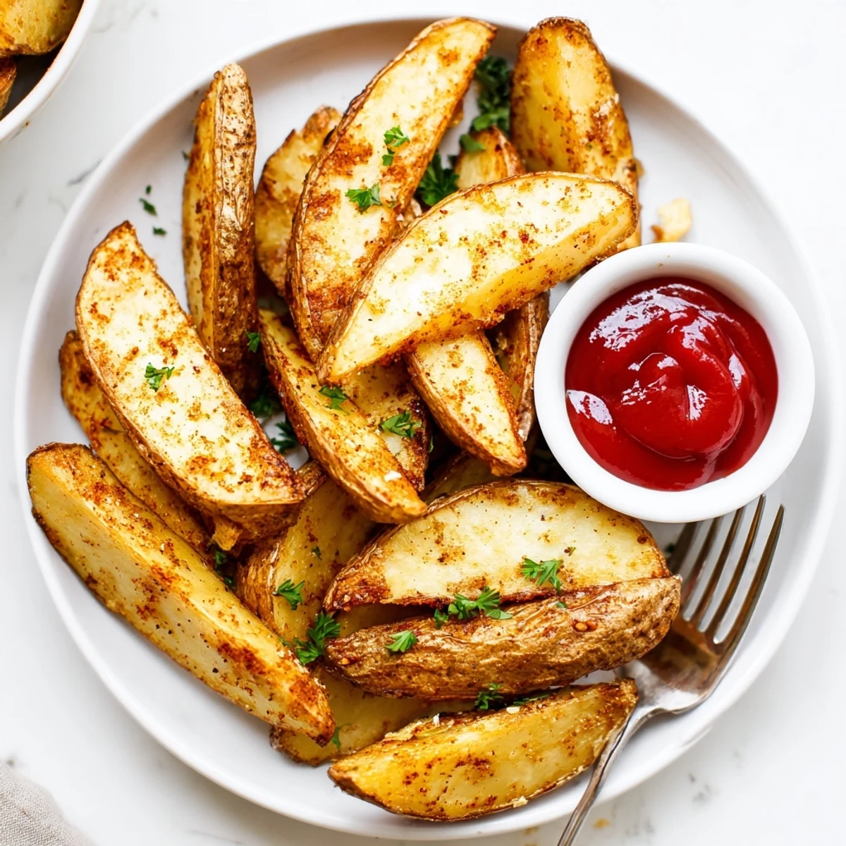Golden, oven-baked Potato Wedges with crispy skins and fluffy centers