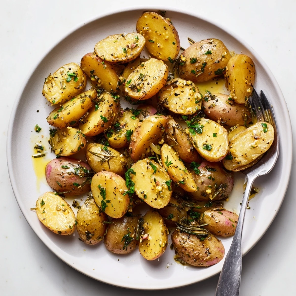 Savory garlic herb roasted radishes arranged on a rustic wooden serving board