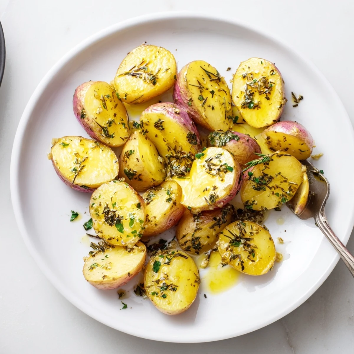 Tender halved radishes roasted to perfection with olive oil and aromatic dried herbs