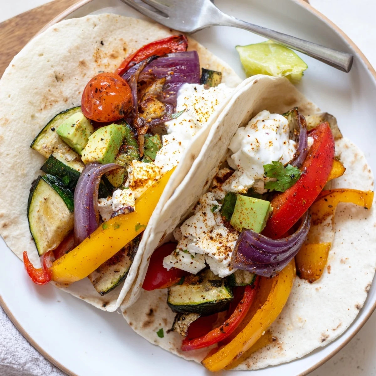 Tajin Feta Sheet Pan Fajitas with charred bell peppers and sizzling feta