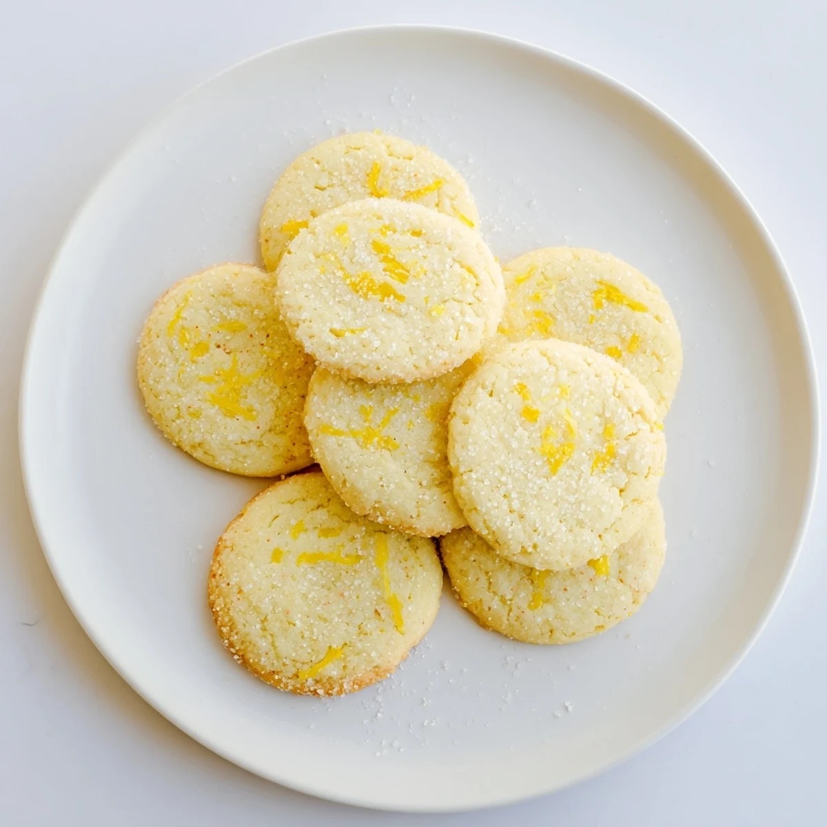Close-up of soft chewy lemon cookies showing tender crumb texture and sugary coating on baking sheet